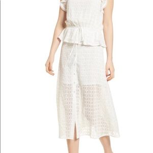 J.O.A. White Eyelet Lace Skirt Midi